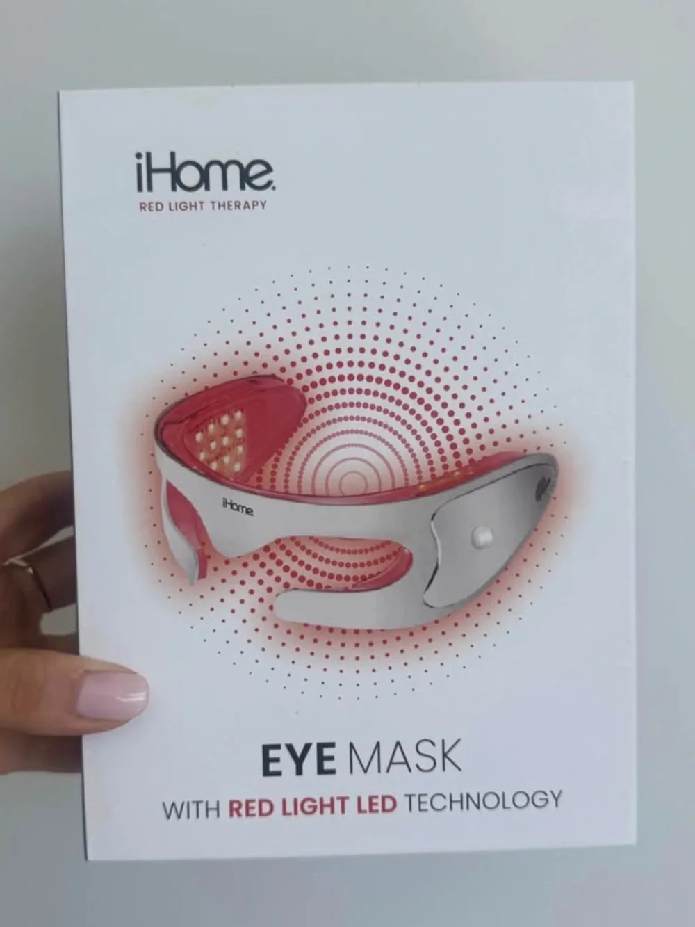 iHome Red LED Eye Mask - Red and Silver Red Light Therapy